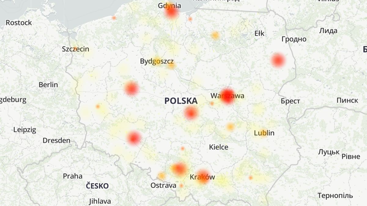 Awaria w mBanku, źródło: downdetector