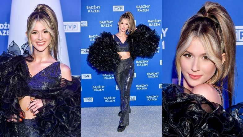 Roksana Węgiel pozuje na prezentacji jesiennej ramówki TVP