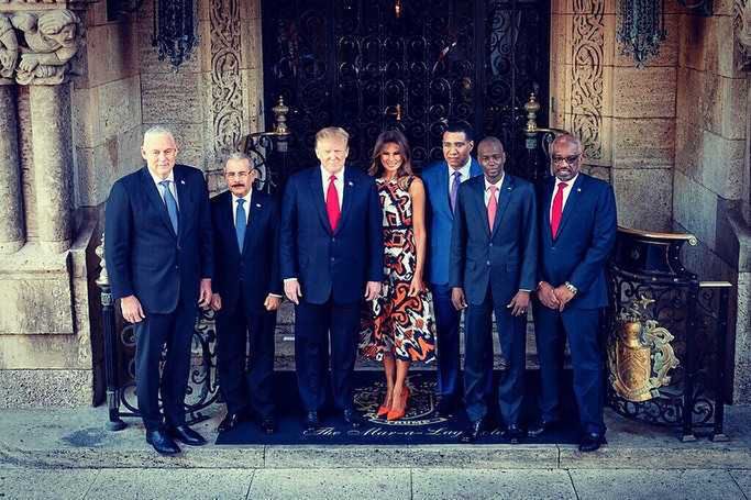 Melania Trump i Donald Trump na spotkaniu z karaibskimi politykami