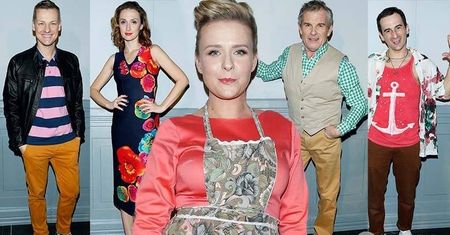 Aneta Zając w fartuszku, młody tata Marcin Mroczek, dawno niewidziany Marek Włodarczyk na pokazie prasowym najnowszej sztuki teatralnej