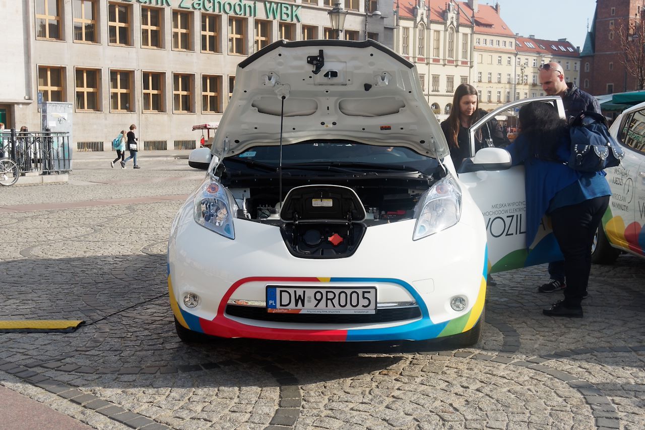 Nissan Leaf z Vozilli w dniu redakcyjnych testów w 2017 roku, fot. Anna Rymsza.