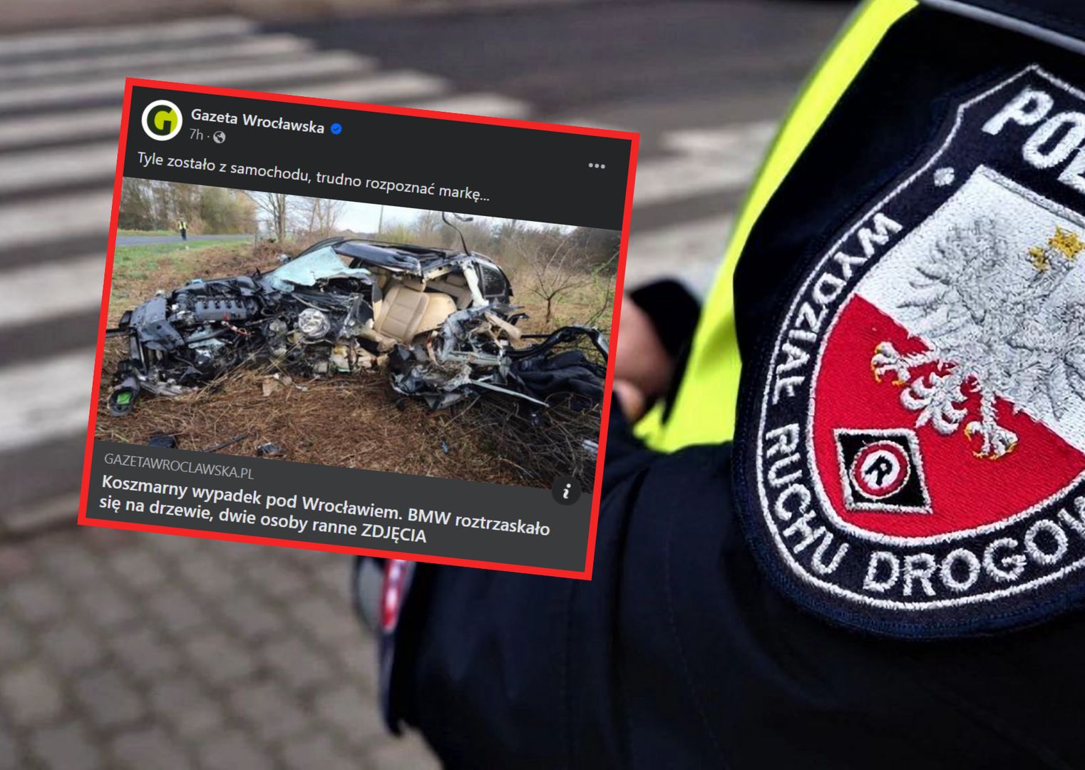 Dramatyczny wypadek pod Wrocławiem. BMW roztrzaskało się na drzewie
