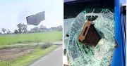 Horror na drodze. Klin wbił się w szybę ciężarówki