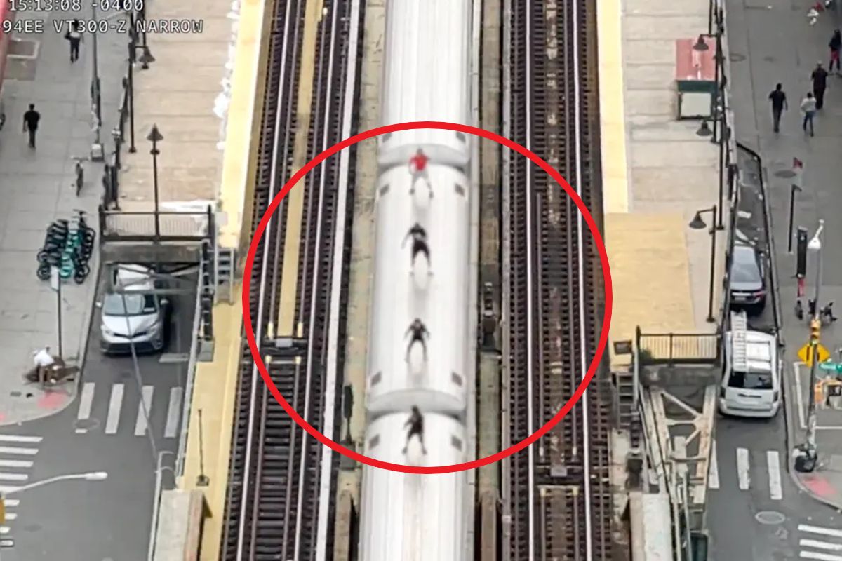 Jechali na dachu metra. Policyjny dron uchwycił przerażające sceny