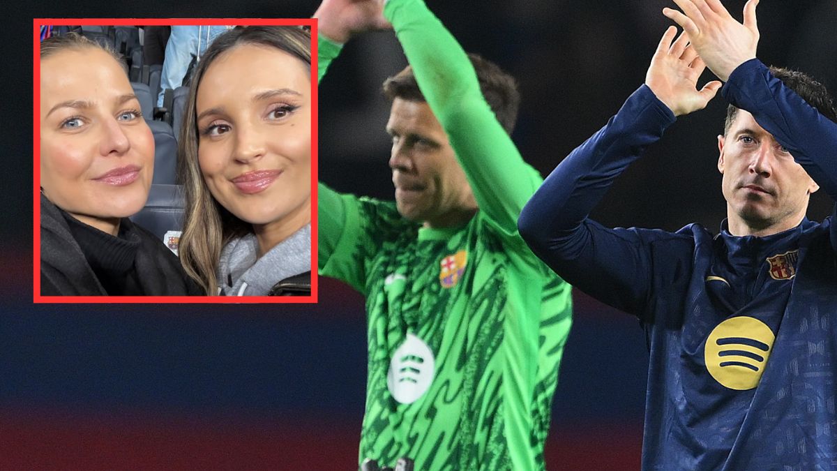 Marina Łuczenko-Szczęsna i Anna Lewandowska na meczu Barcelony