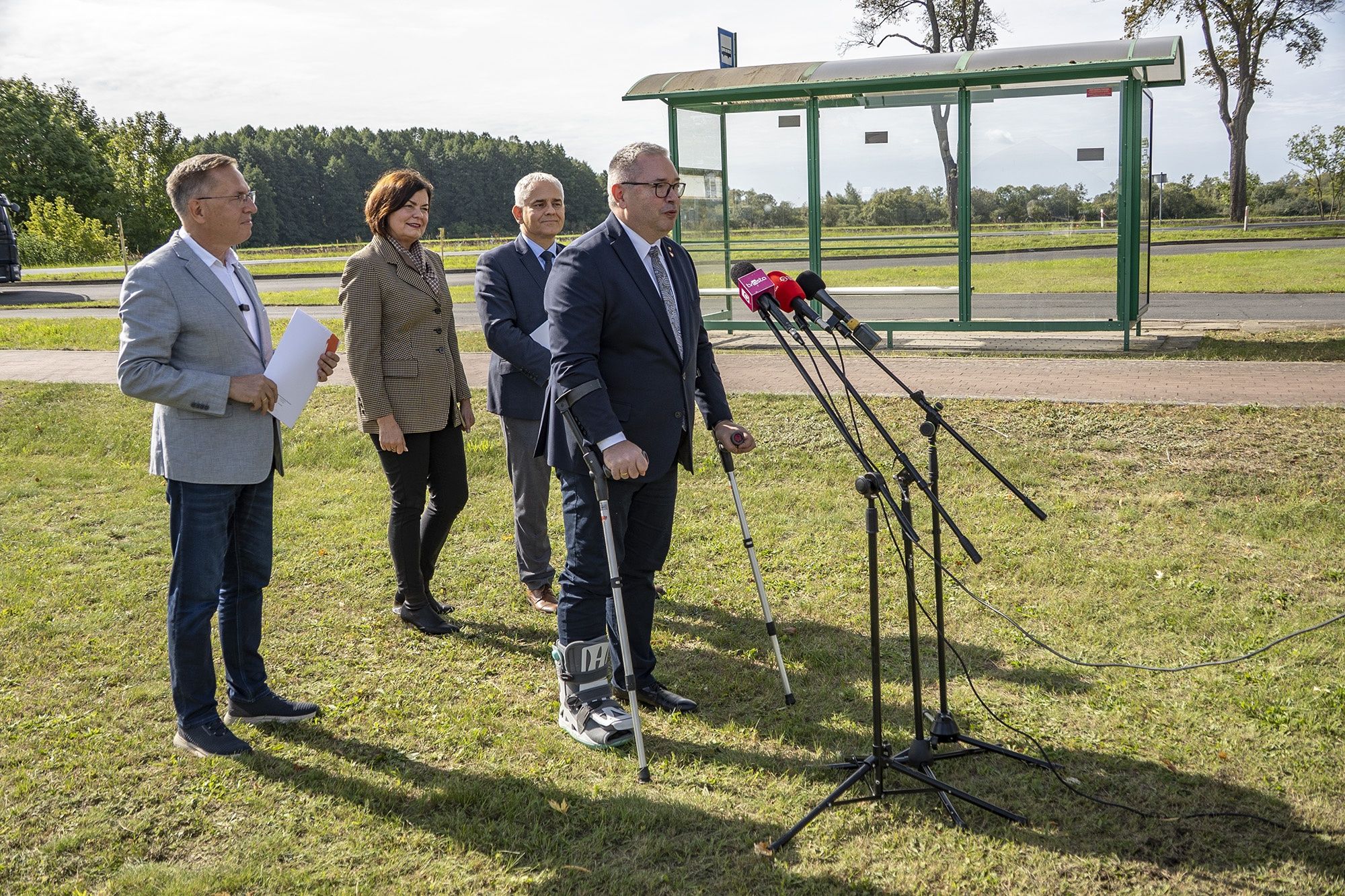 Konferencja prasowa w sprawie budowy nowego ronda w Pile.