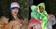 Futrzasta Rihanna i neonowy ASAP Rocky wędrują z synem do włoskiej knajpy (ZDJĘCIA)
