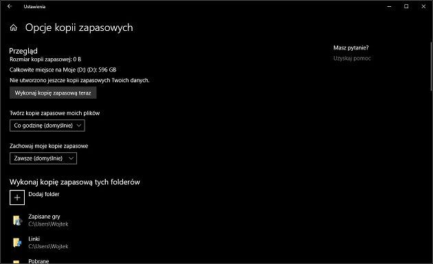 Backup Windows 10 opcje