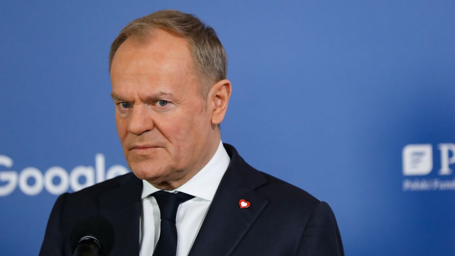 Polish Prime Minister Donald Tusk meets with Alphabet and Google CEO Sundar Pichai at Google for Startups in Warsaw, Poland, on February 13, 2025. (Photo by Klaudia Radecka/NurPhoto via Getty Images)