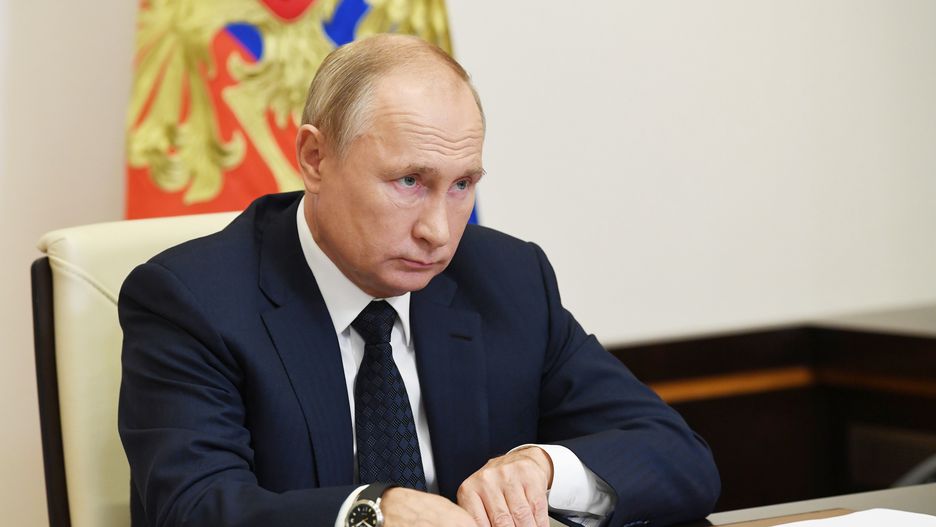 MOSCOW REGION, RUSSIA - OCTOBER 28, 2020: Russia's President Vladimir Putin holds a meeting with Russian ministers via video link from the Novo-Ogaryovo residence. Alexei Nikolsky/Russian Presidential Press and Information Office/TASS (Photo by Alexei Nikolsky\TASS via Getty Images)