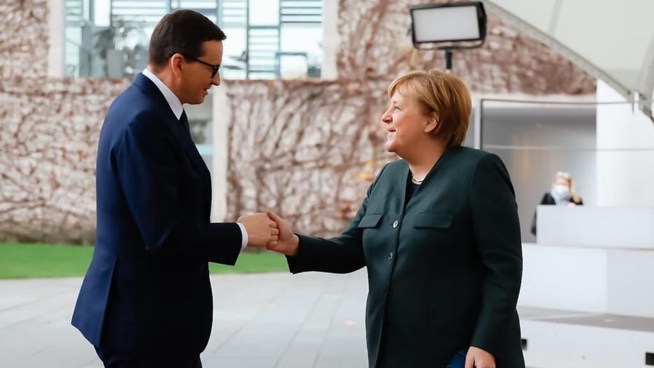 "Spotkanie pożegnalne" kanclerz Niemiec Angeli Merkel i premiera Mateusza Morawieckiego