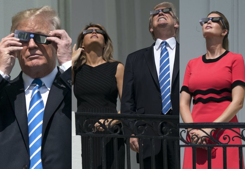 Trumpowie oglądają zaćmienie słońca