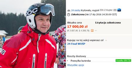 Narty Andrzeja Dudy sprzedane za 17 tysięcy złotych!