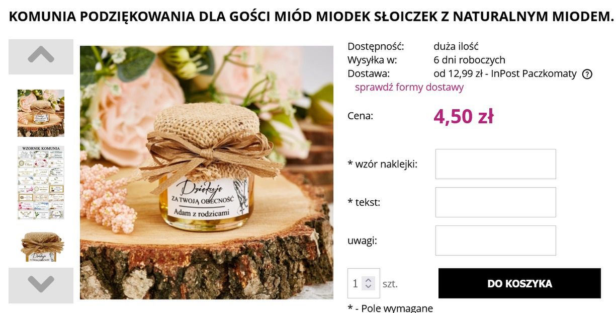 Podziękowania dla gości komunijnych