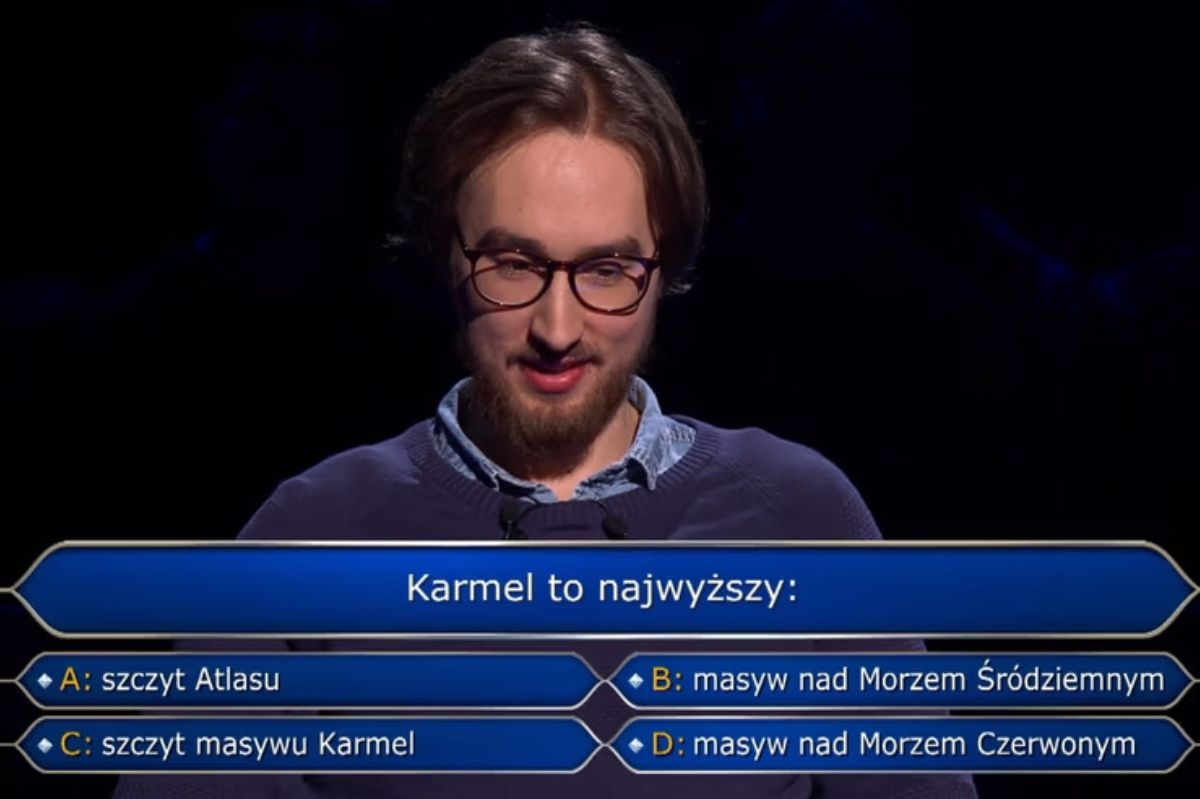 "Karmel to najwyższy...". Takie pytanie za pół miliona usłyszał w "Milionerach"