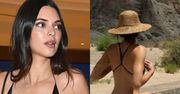 Kendall Jenner wygrzewa się na słońcu w czarnym bikini, eksponując wyrzeźbiony brzuch