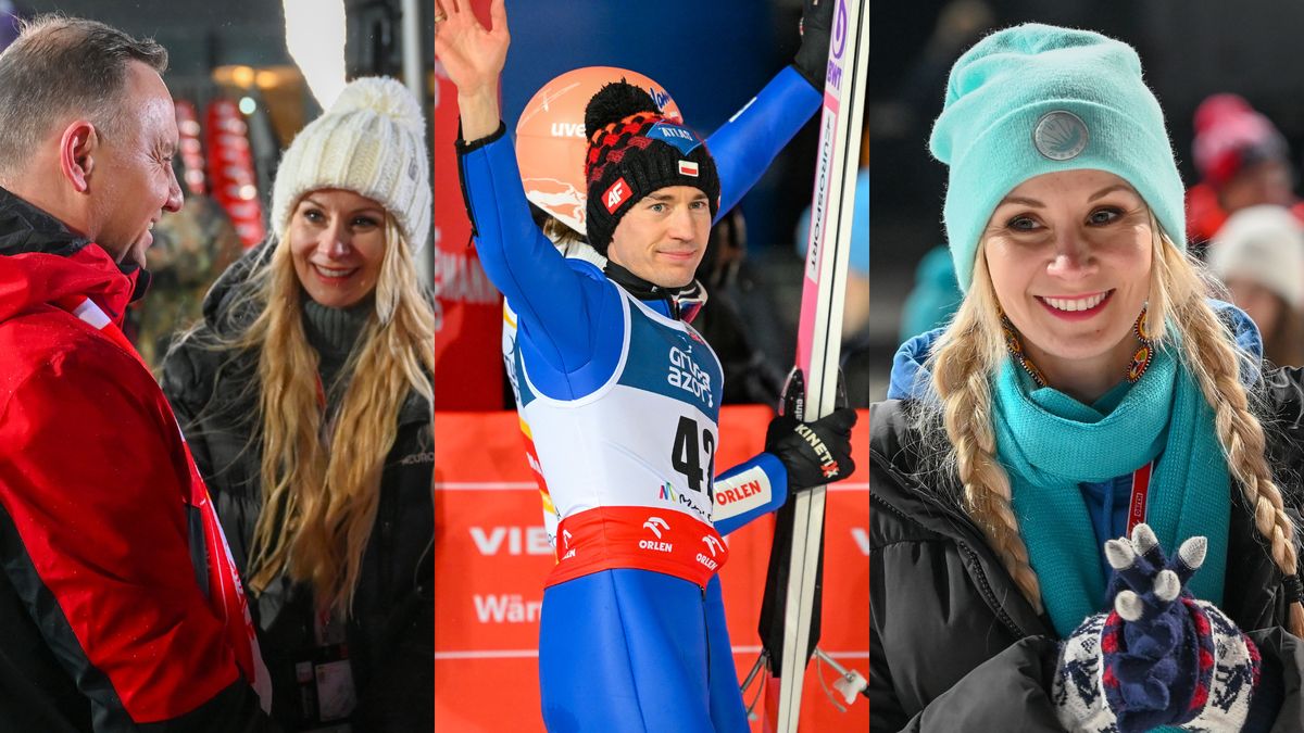 Ewa Bilan-Stoch dopinguje męża na zawodach w Zakopanem. Ucięła sobie też pogawędkę z prezydentem