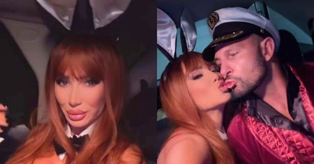 Izabela Macudzińska mknie na imprezę w stroju króliczka Playboya. Ukochany celebrytki przebrał się za... Hugh Hefnera