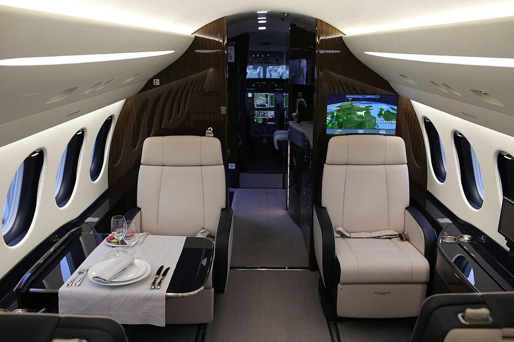 The interior of the Dassault Falcon 7X jet