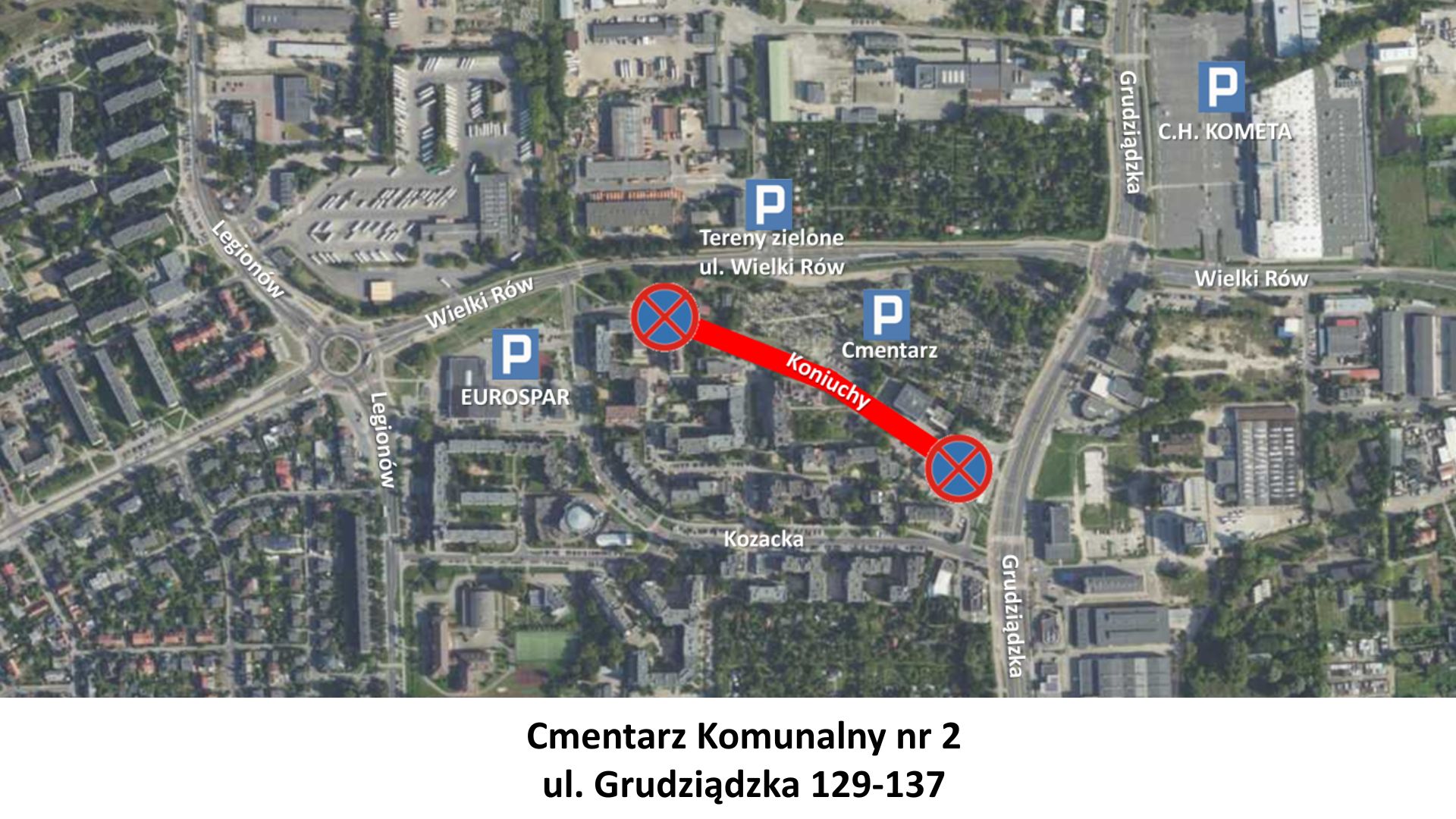 Zmiany w organizacji ruchu przy Cmentarzu Komunalnym nr 2.
