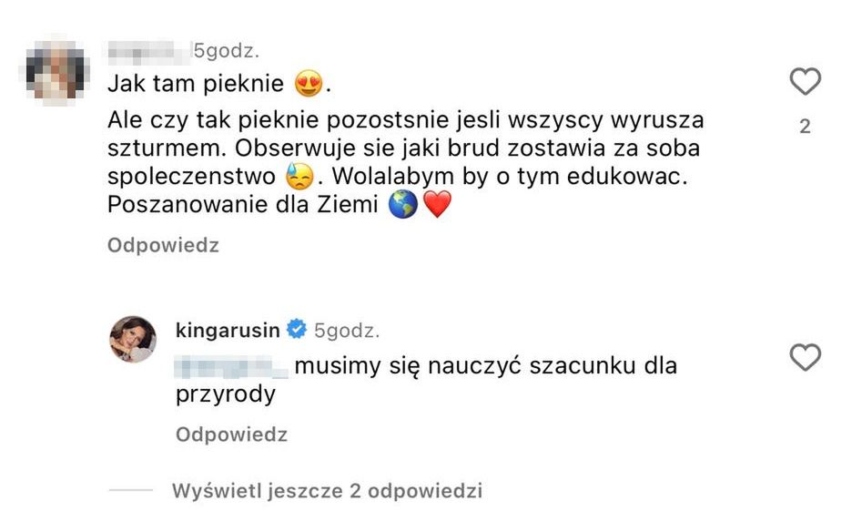 Komentarze na profilu Kingi Rusin