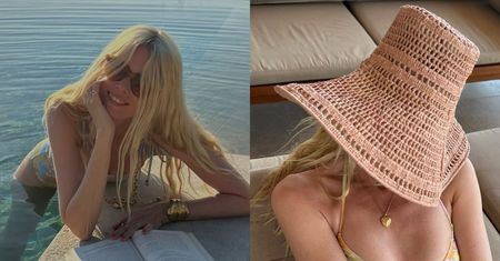 Odziana w strój kąpielowy 56-letnia Claudia Schiffer pozuje w basenie nad książką. Fajna z niej bibliofilka? (ZDJĘCIA)