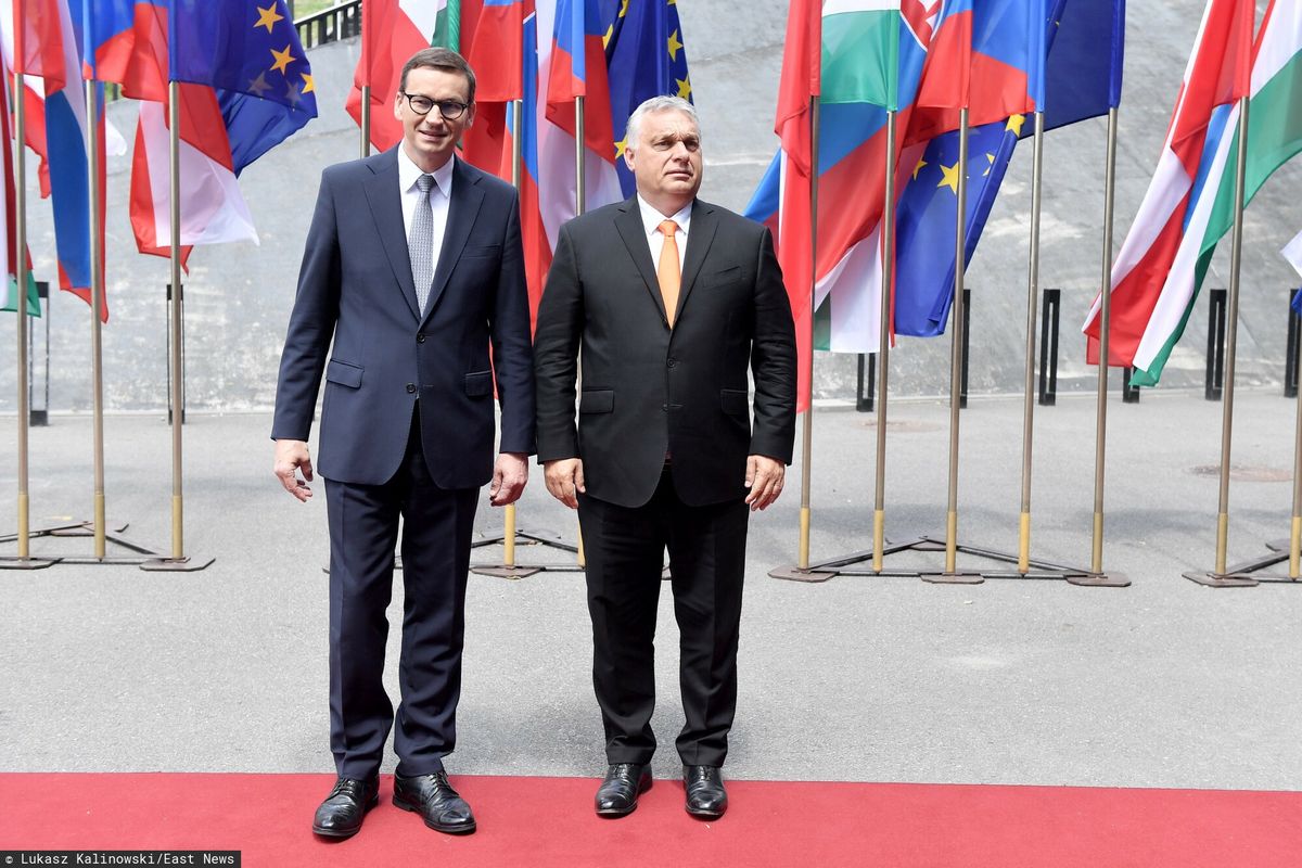 Premier Polski Mateusz Morawiecki i premier Węgier Wiktor Orban i