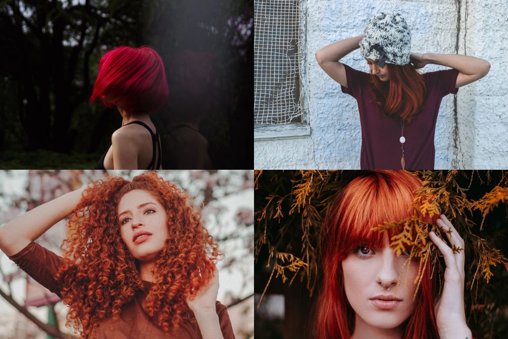 Włosy w różnych odcieniach czerwieni