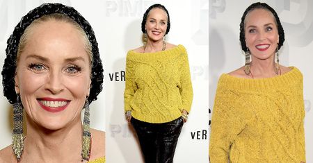 Wyluzowana Sharon Stone przyszła na premierę w swetrze
