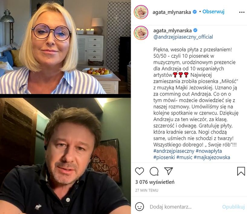 Andrzej Piaseczny w rozmowie z Agatą Młynarską