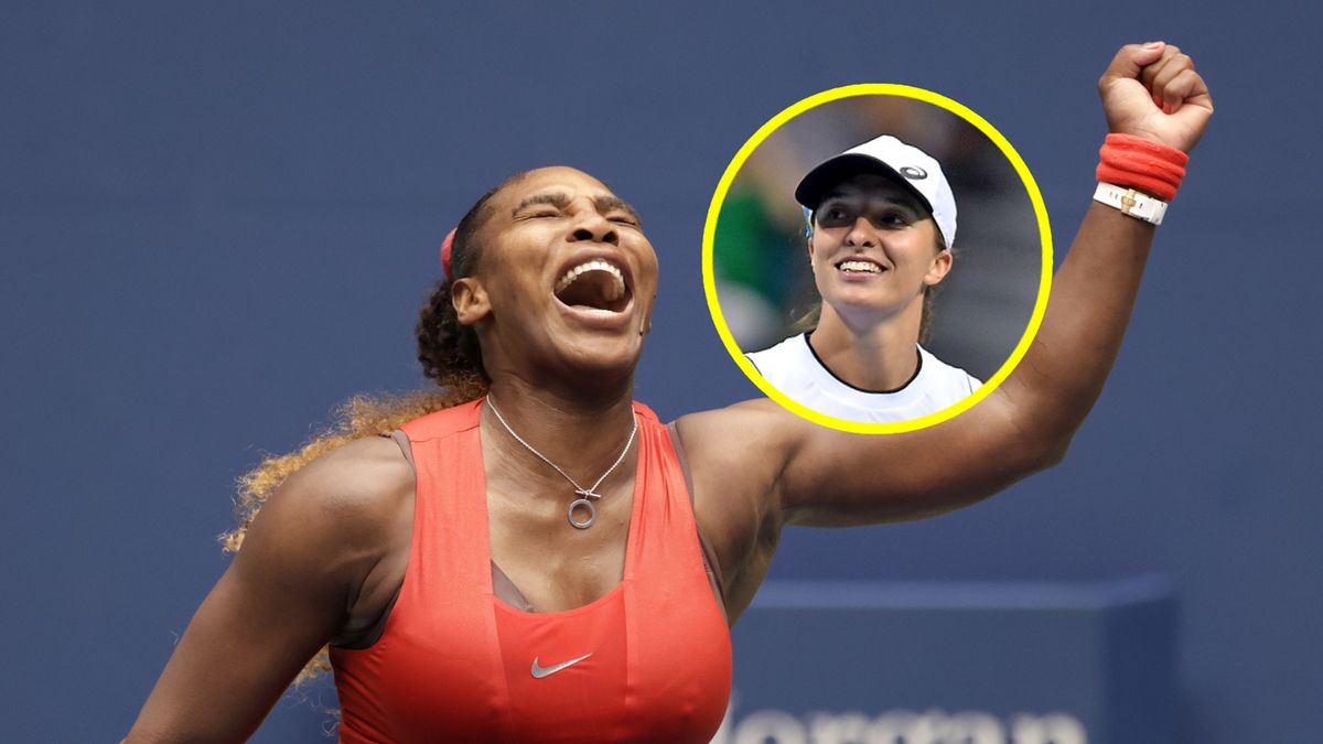 Serena Williams i Iga Świątek (w kółku)