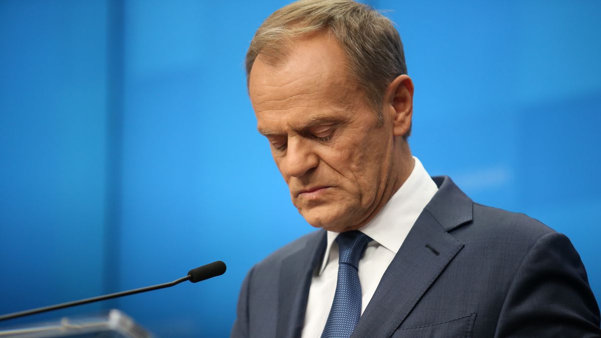 Donald Tusk, President of European Council speaks to journalist during a press conference in Justus Lipsius building during the socond day of the European Council Summit in Brussels, Belgium on October 18, 2019. The European Council meets to tackle key issues of Brexit in face of October's deadline, relations with Turkey after its military engagement in north Syria. European leaders express regret when it comes to deadlocks of North Macedonia and Albania accession process. (Photo by Dominika Zarzycka/NurPhoto via Getty Images)