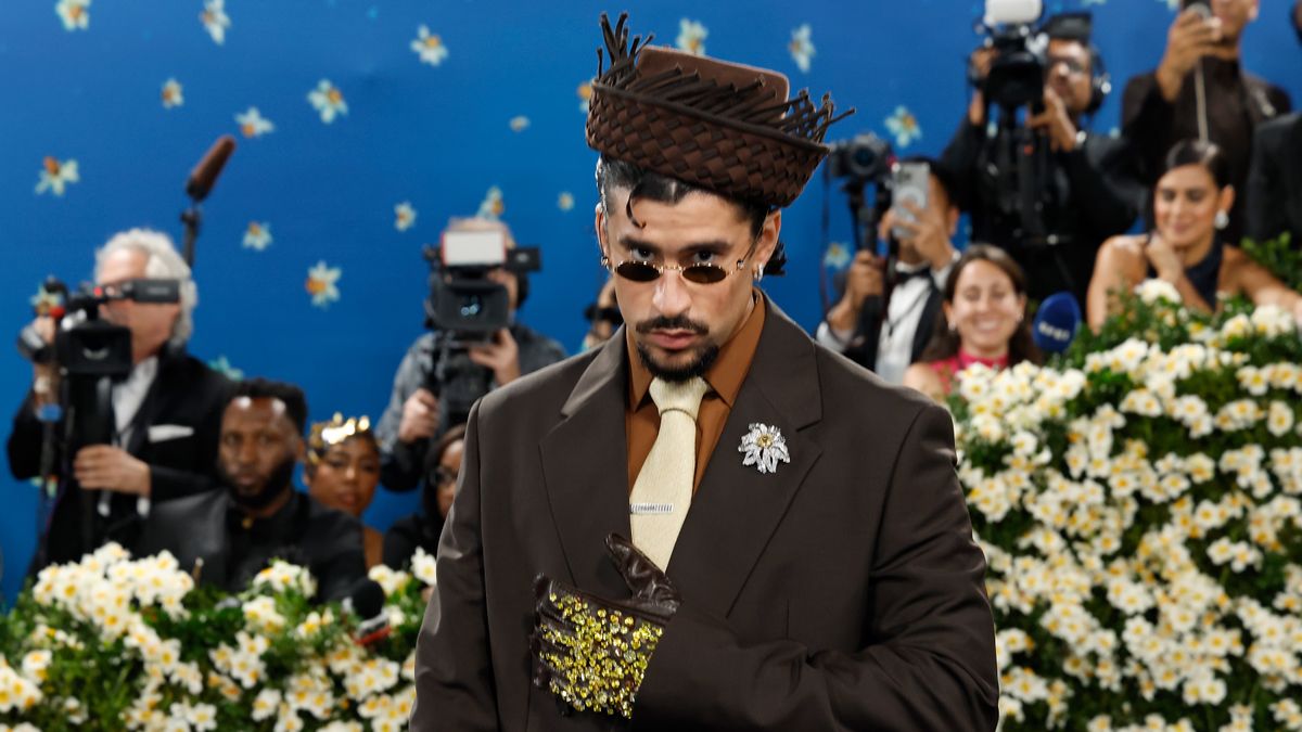 NEW YORK, NEW YORK - MAY 05: Bad Bunny attends "Superfine: Tailoring Black Style", the 2025 Costume Institute Benefit, at Metropolitan Museum of Art on May 05, 2025 in New York City. (Photo by Taylor Hill/Getty Images)