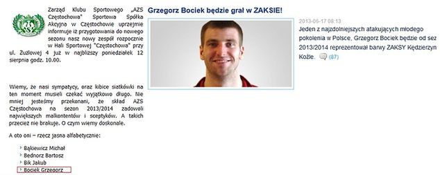 Źródła: azsczestochowa.pl (po lewej) i zaksa.pl (po prawej)