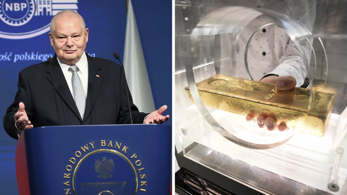 Adam Glapiński i sztabki złota