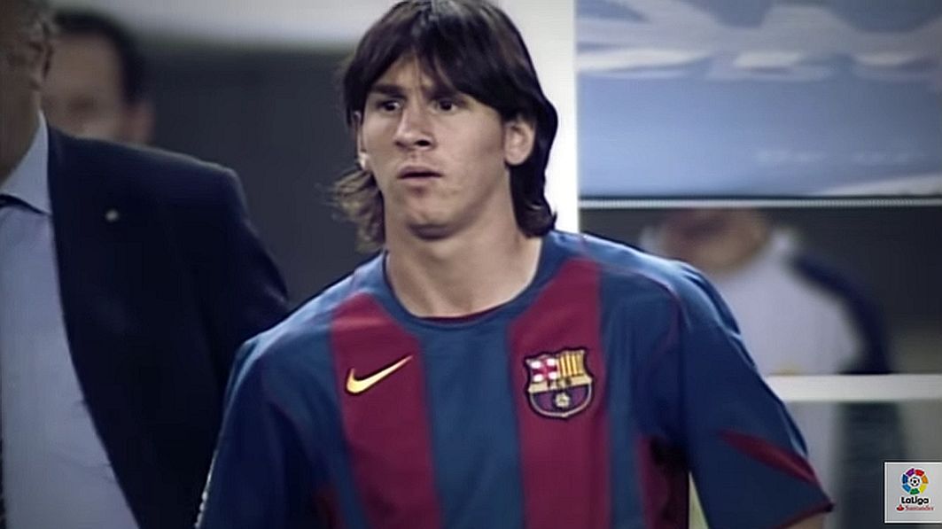 Leo Messi podczas swojego debiutu w La Liga z Espanyolem (16102004 r)