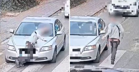 Wpadł pod auto i dostał mandat. Wszystko nagrała kamera