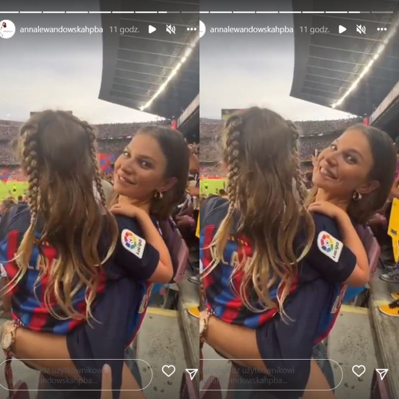 Anna Lewandowska wspiera Roberta Lewandowskiego podczas meczu FC Barcelona