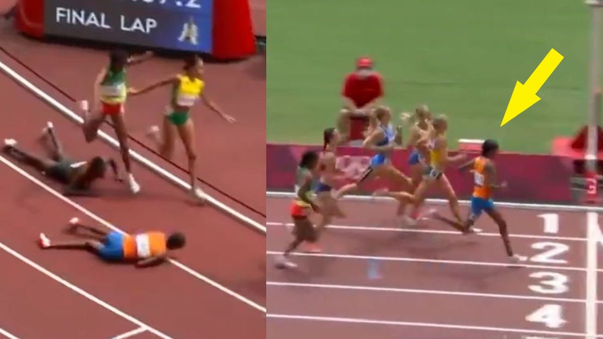 Twitter / TVP Sport / Na zdjęciu: Sifan Hassan wygrywa bieg eliminacyjny na 1500 m pomimo upadku na ostatnim okrążeniu