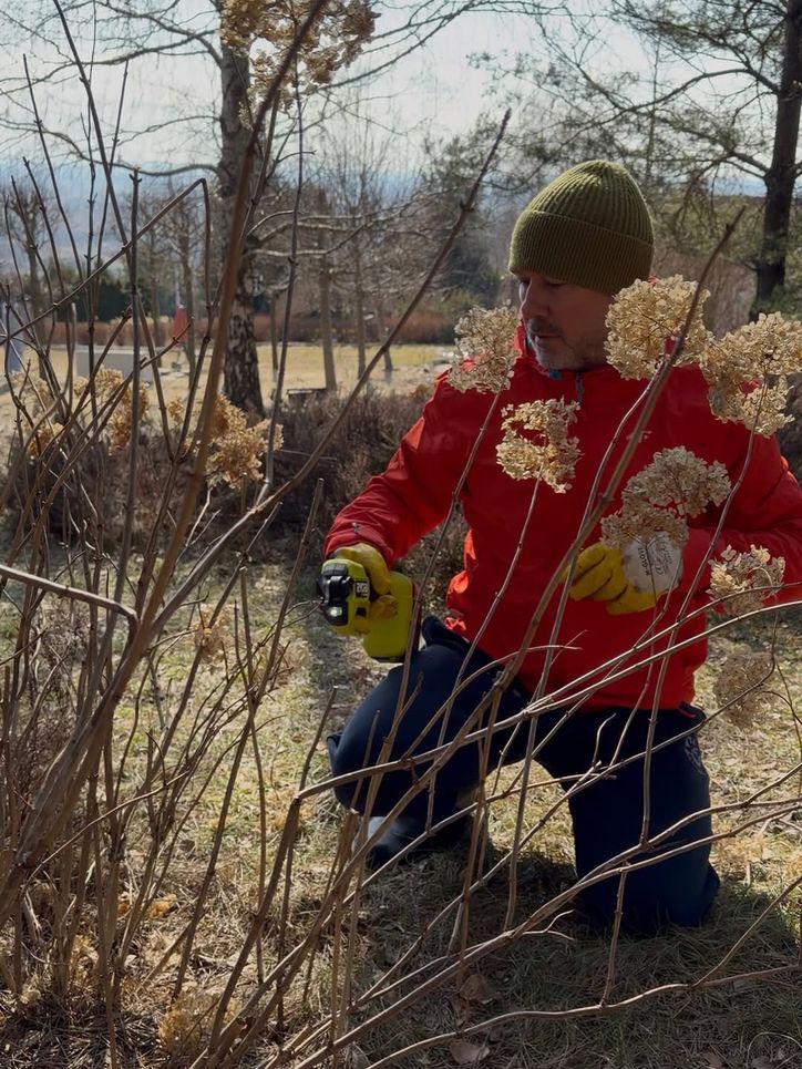 Andrzej Piaseczny poczuł wiosnę w ogrodzie