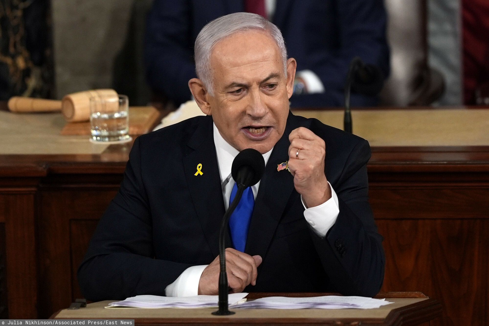 Benjamin Netanyahu przemawia w Kongresie USA
Israeli Prime Minister Benjamin Netanyahu speaks to a joint meeting of Congress at the Capitol in Washington, Wednesday, July 24, 2024. (AP Photo/Julia Nikhinson)
Julia Nikhinson