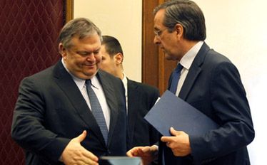 Lider konserwatywnej Nowej Demokracji Antonis Samaras <br />i lider PASOK-u Evangelos Venizelos