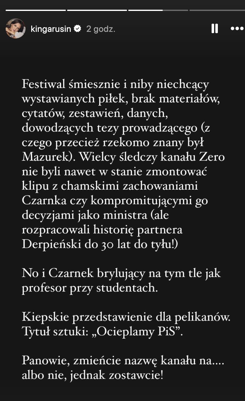 Kinga Rusin skomentowała wizytę Przemysława Czarnka w Kanale Zero