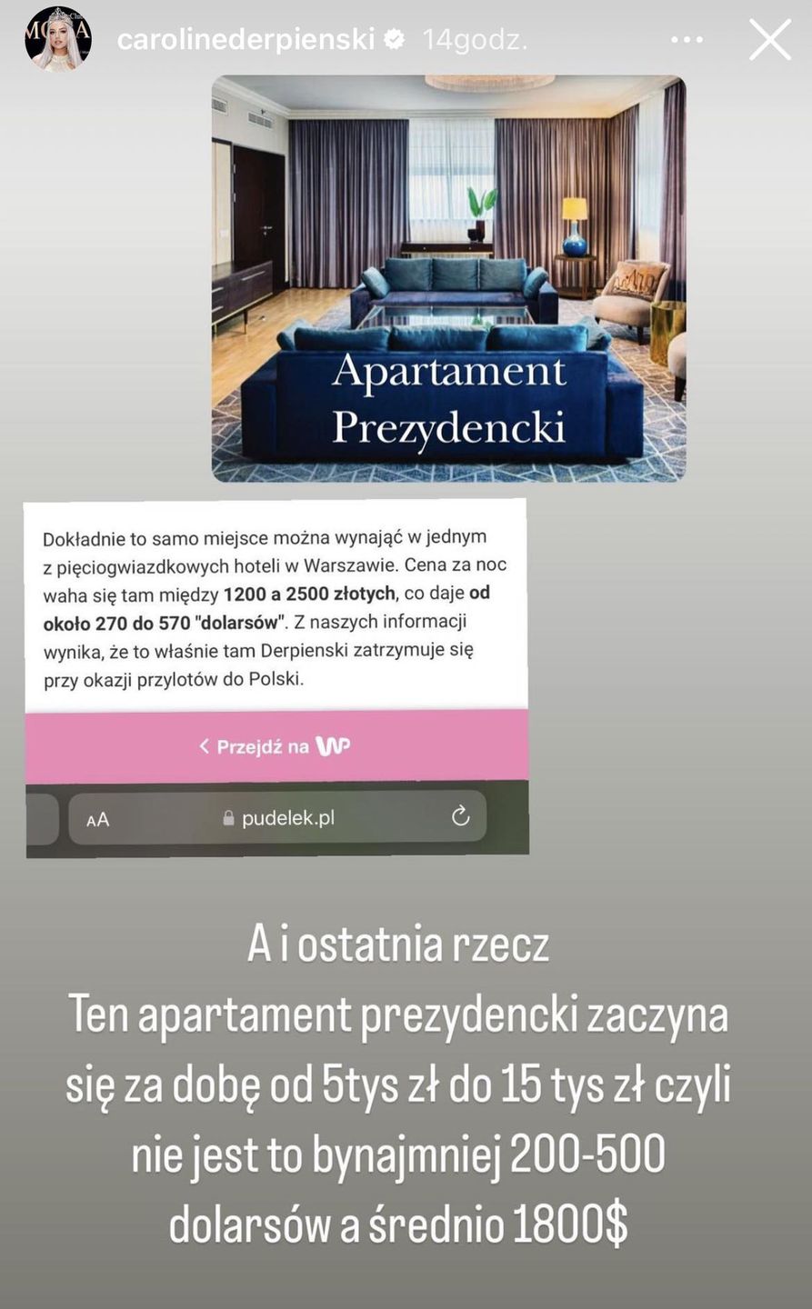 Caroline Derpienski o wynajmowaniu apartamentu w Warszawie