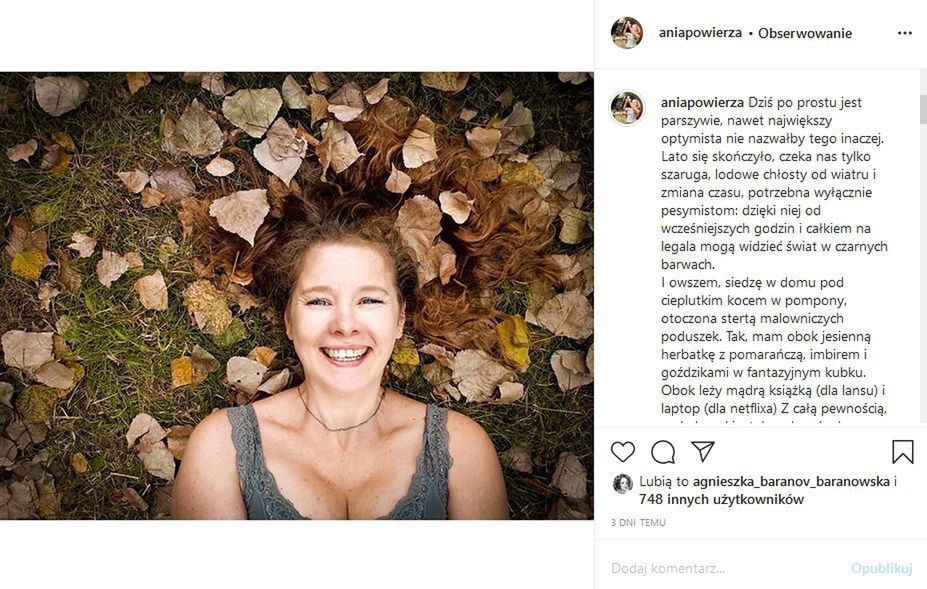 Anna Powierza na Instagramie