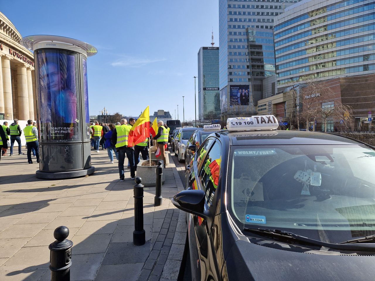 Protest taksówkarzy w Warszawie