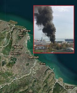 Wybuch w tureckim porcie nad Morzem Czarnym. Dym nad miastem
