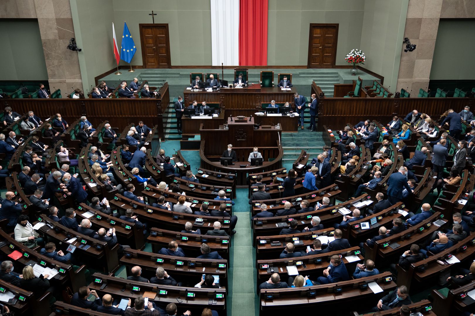 50th session of the Sejm (lower house of Polish Parliament) in Warsaw, Poland on March 8, 2022 (Photo by Mateusz Wlodarczyk/NurPhoto via Getty Images)