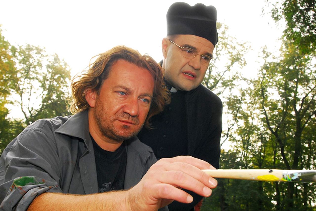 Paweł Królikowski i Cezary Żak w serialu "Ranczo".