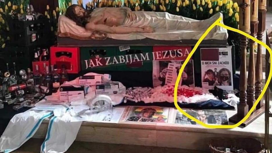 "Jak zabijam Jezusa". W kościele Grób Pański ze zdjęciami aktywistów LGBT